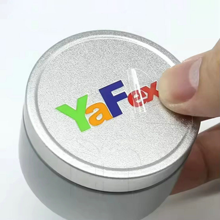 UV transfer sticker logo with vibrant colors and fine details