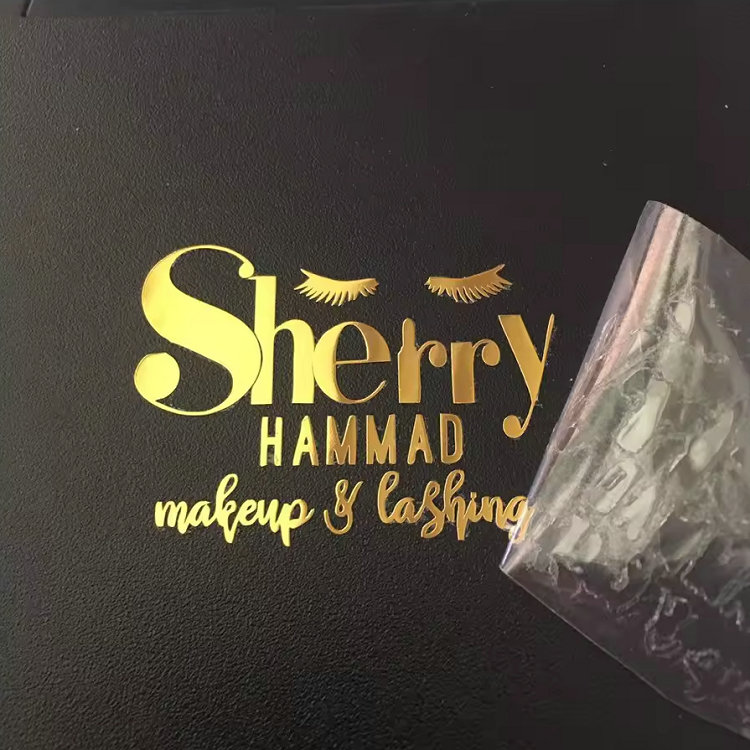 Metallic UV transfer sticker with a glossy, reflective finish