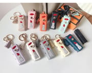 Rhinestone Lipstick-Themed Lip Gloss & Lipstick Bag Keychain
