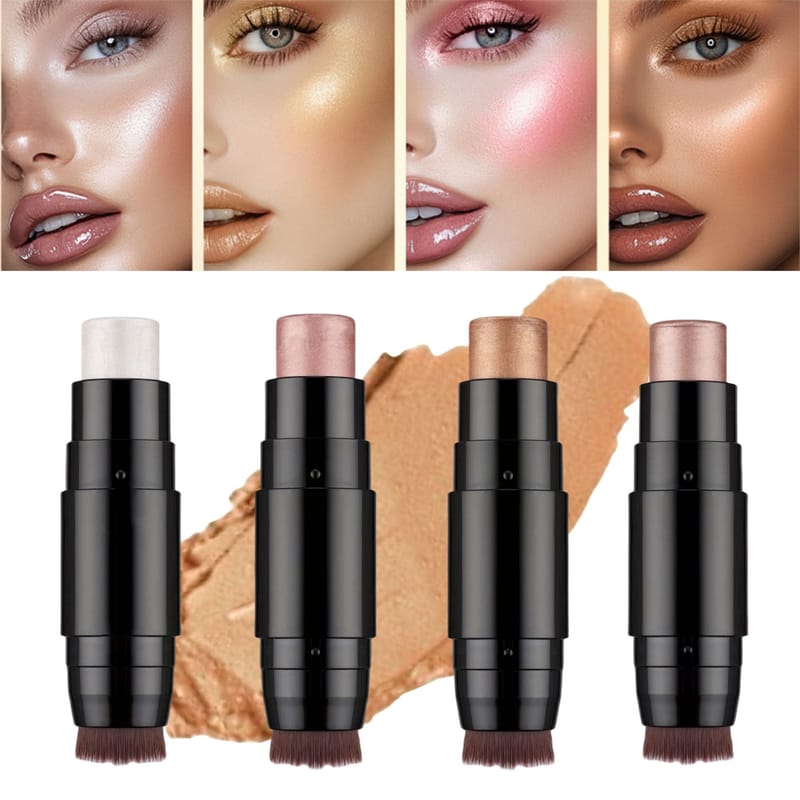 4 Color Shimmer Highlighter Stick with Brush