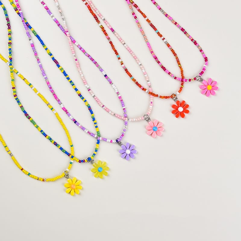 Colorful Beaded Daisy Cute Kids' Chain Necklace