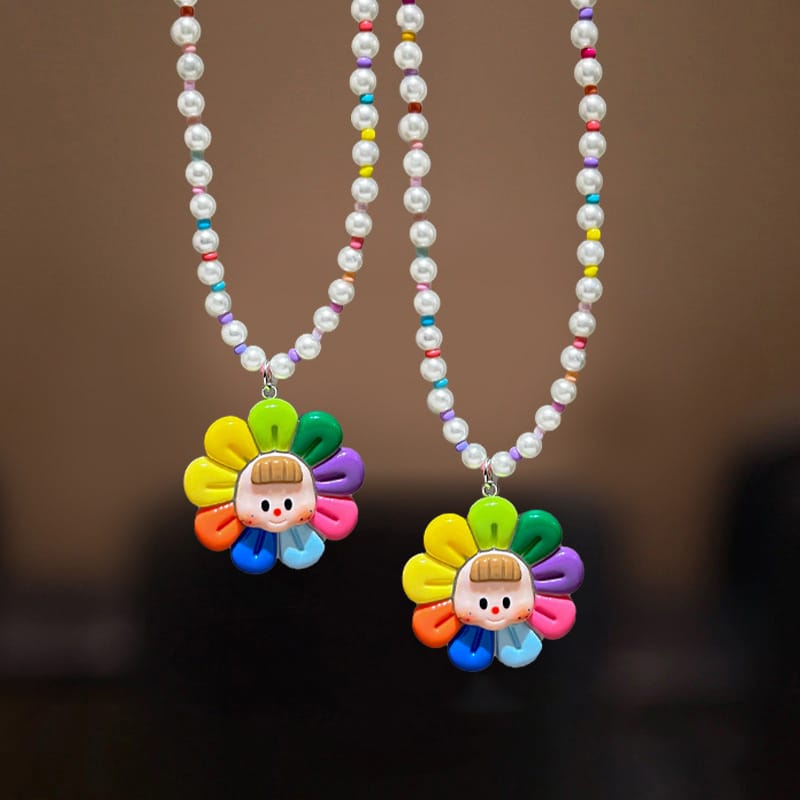 Colorful Sunflower Beaded Necklace for Kids