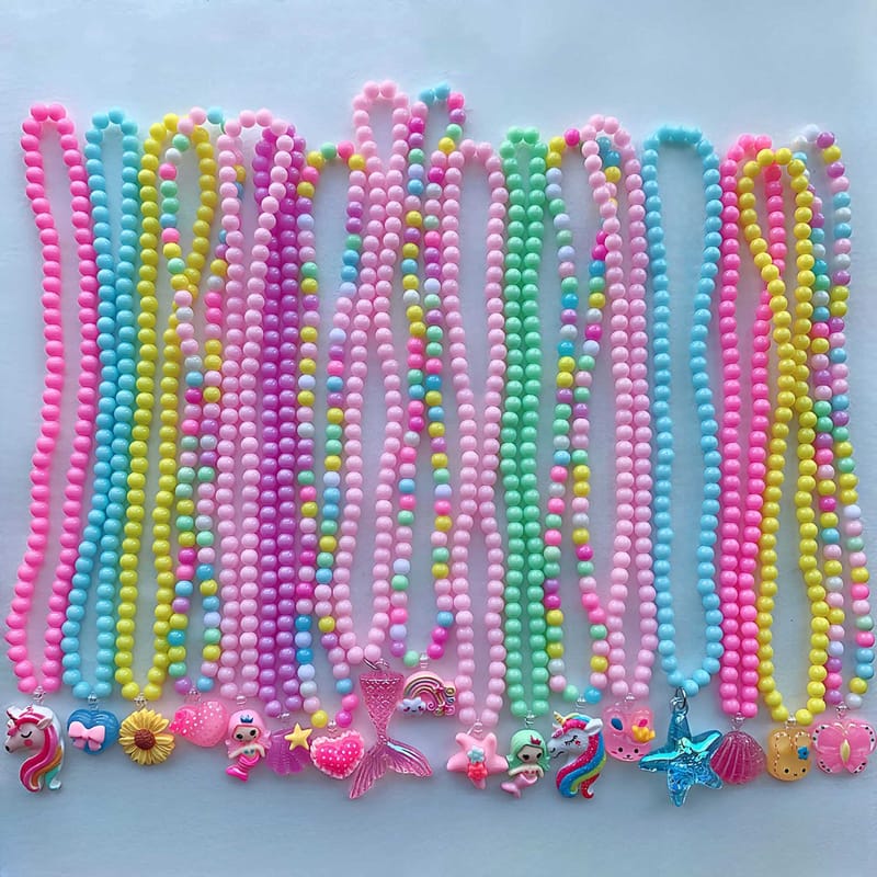 100 Styles Cartoon Cream Beads Necklace for Kids