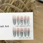 Luxury Dual-Tone Pink & Blue Cat Eye Press On Nails