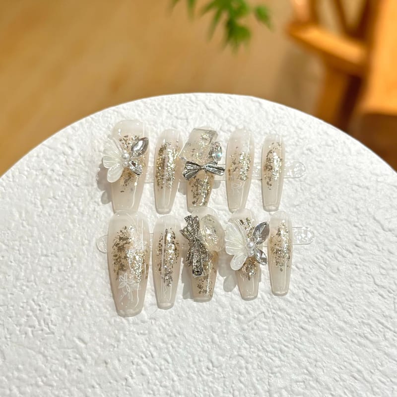 3D Butterfly Sunset Golden Hour Press On Nails