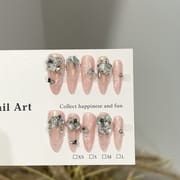 Pink Mirror Glitter Butterfly Cluster Drill Press On Nails