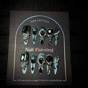 Medusa Green Dazzling Diamonds Long Press On Nails
