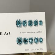 Blue Full Drill Glitter Short Luxury Press On Nails