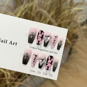 Pink Violent Rabbit Ballerina Press On Nails with Heart Diamonds