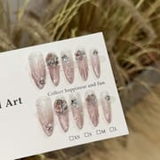 Pink Cat Eye Mermaid Tail Long Press On Nails