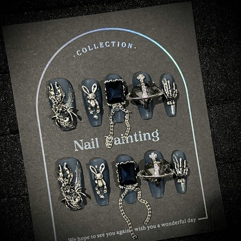 Gothic Punk Press On Nails with Embossed Design