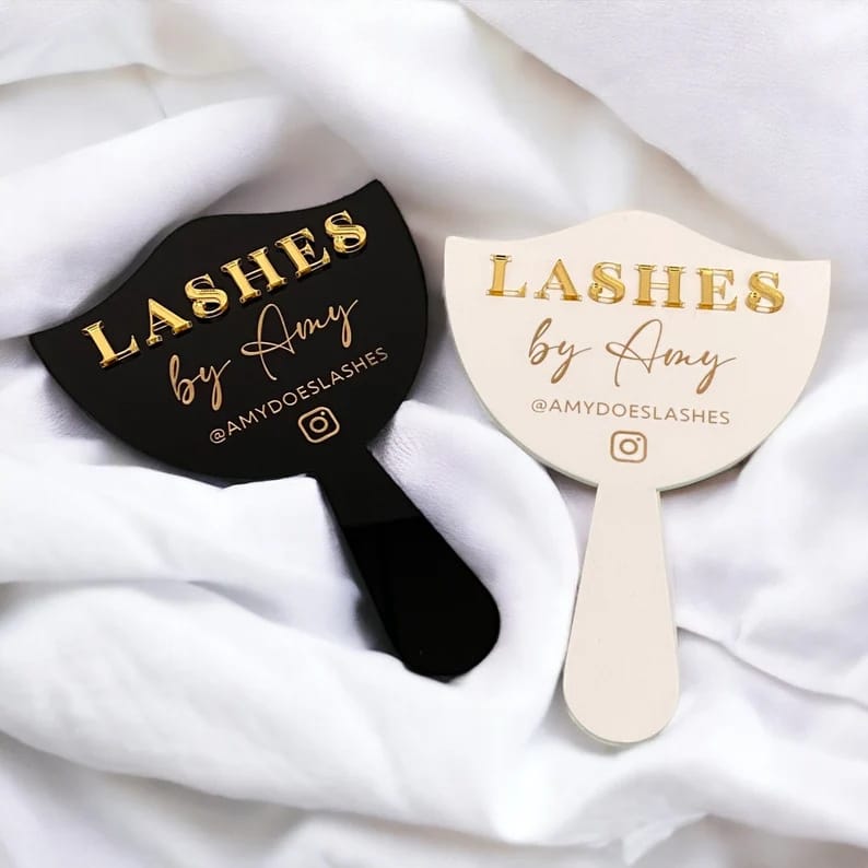Personalized Lash Tech Handheld Mirror for Social Media