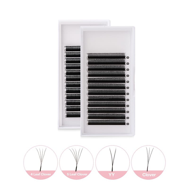 YY & Clover Premade Volume Eyelash Extensions Collection | C/D Curl Narrow Y-Shaped Flare Lashes