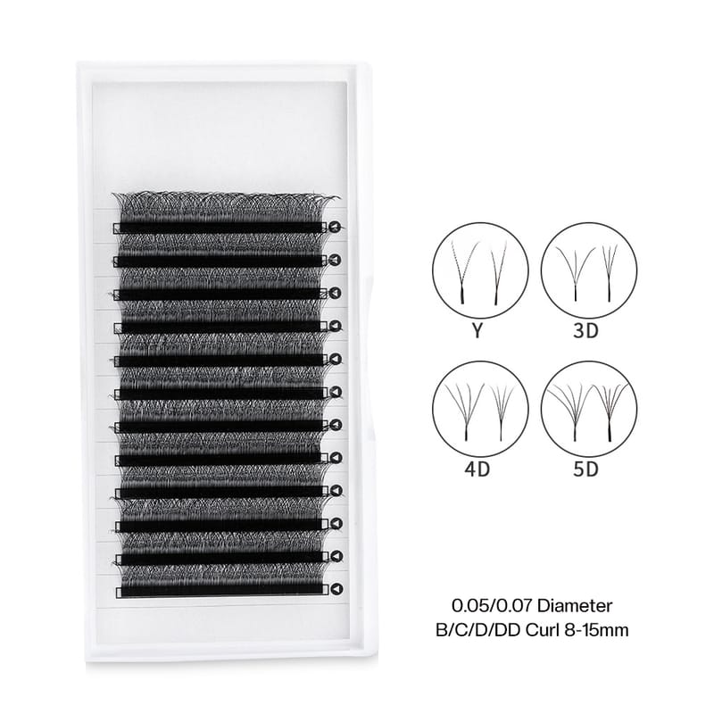 Narrow Clover & YY Premade Fans Eyelash Extensions Collection | B/C/D/DD Curl Fluffy Lashes