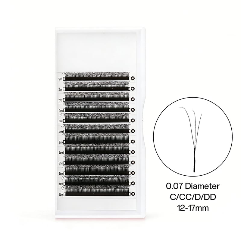 Narrow Slant Flying 3D - Angled Fox Eye Clover Fluffy Eyelash Extensions