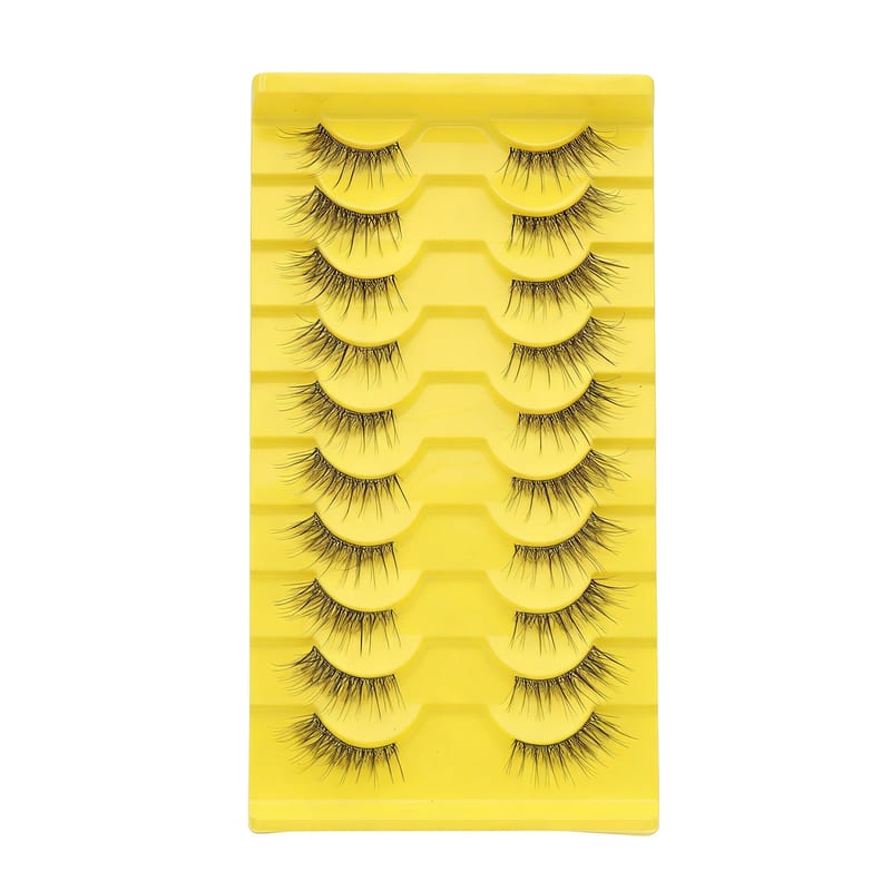 TYJ (6-17mm Clear Band Natural Half Faux Mink Lashes - 10 Pairs)