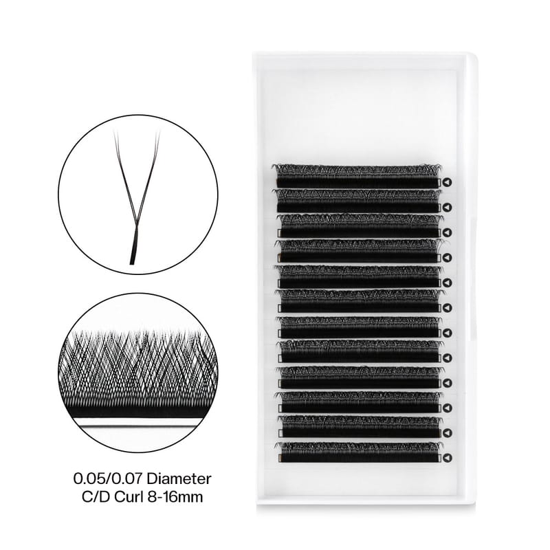 YY Mesh Premade Fans Eyelash Extensions | C/D Curl YY & Single Y Lashes