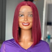 Double Drawn DD Bone Straight 13x4 Lace Front Wine Red Human Hair Wig