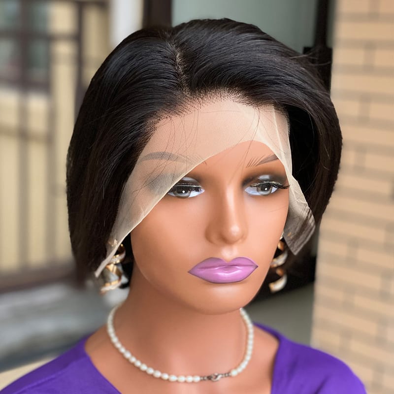 Pixie Cut 13x4 Lace Front Human Hair Wig - Pre-Plucked, 6 inch