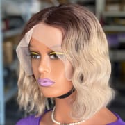 180% Natural Wave Loose Curl Ombre Ash Blonde Piano Color Human Hair Wig