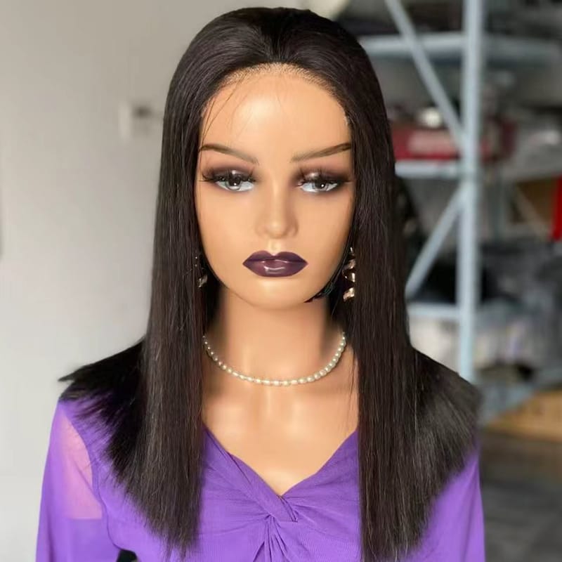Double Drawn Bone Straight 5x5 Lace Front Human Hair Wig - 14 inch