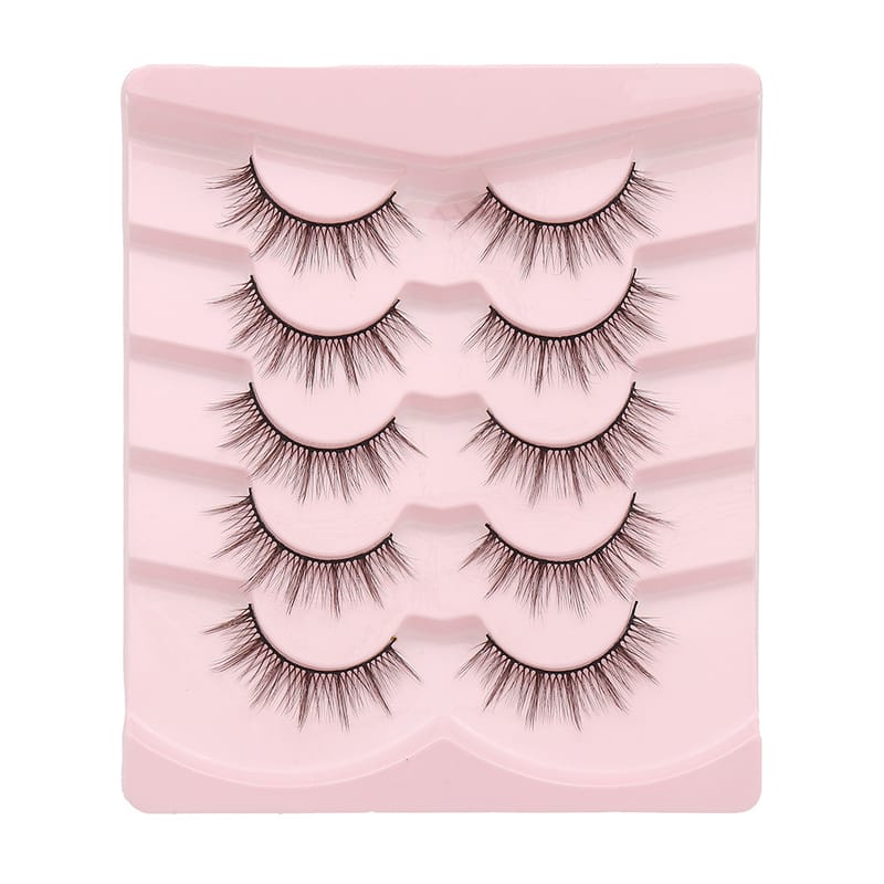 Z (17mm Brown Cat Eye Crisscross Spiky Faux Mink Lashes - 5 Pairs)