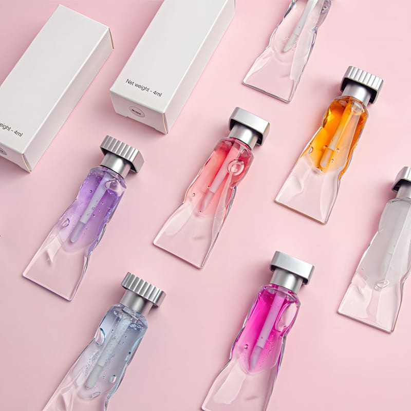 Fruit-Flavored Lip Oil | Colored, Clear Ice Cube Tube & Hydrating