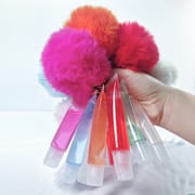 13 Color Pompoms Keychain Fruit Lip Gloss
