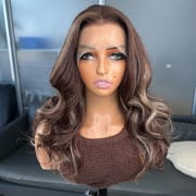 Medium Body Wave Wig - Brown with Silver Highlights 13x4 Lace Front