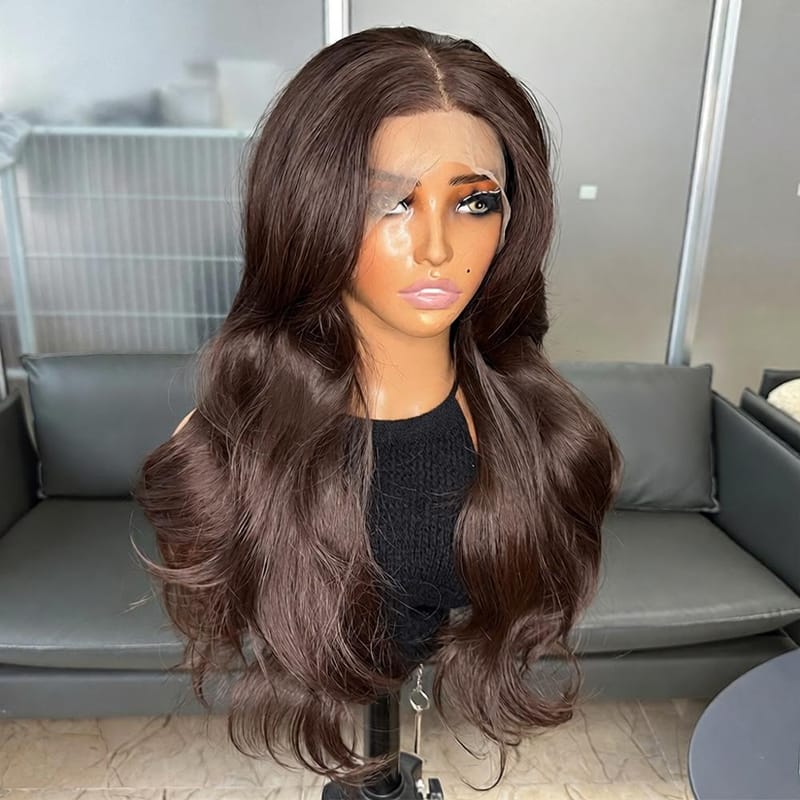 Long Body Wave Wig - Chocolate Brown 13x6 Lace Front