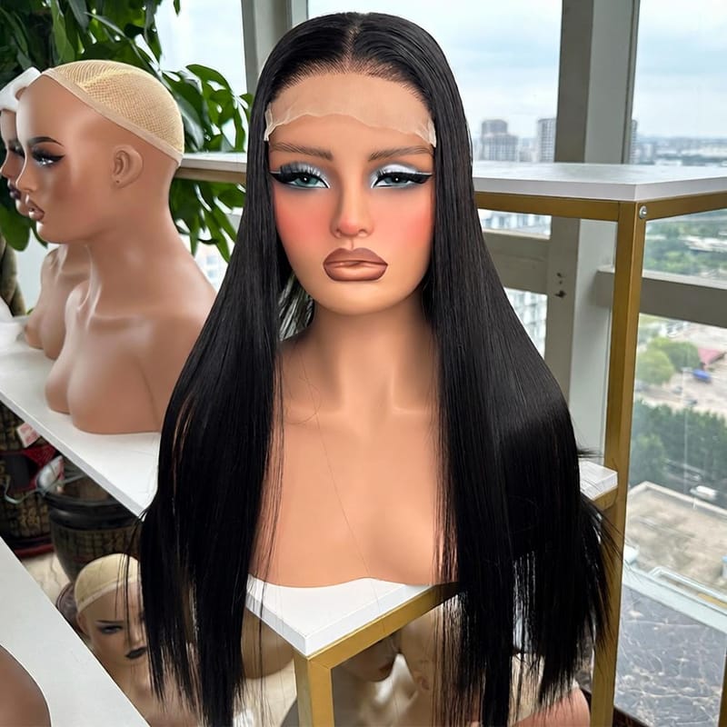 5x5 Lace Front Wig - Black Long Straight