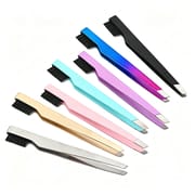 8 Color Angled Stainless Steel Eyebrow Tweezers with Brush