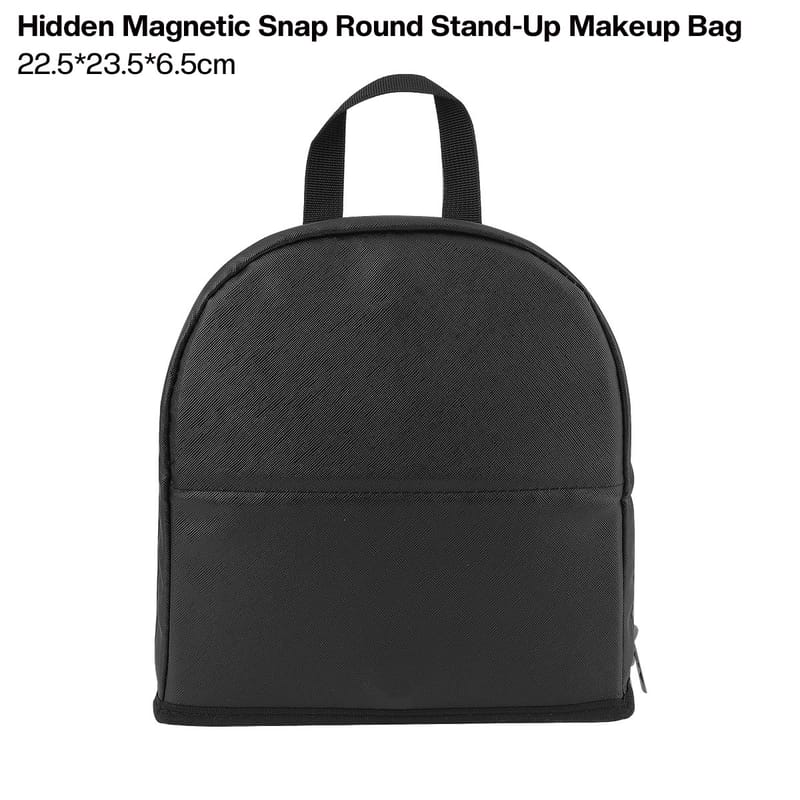 Hidden Magnetic Snap Round Stand-Up Makeup Bag