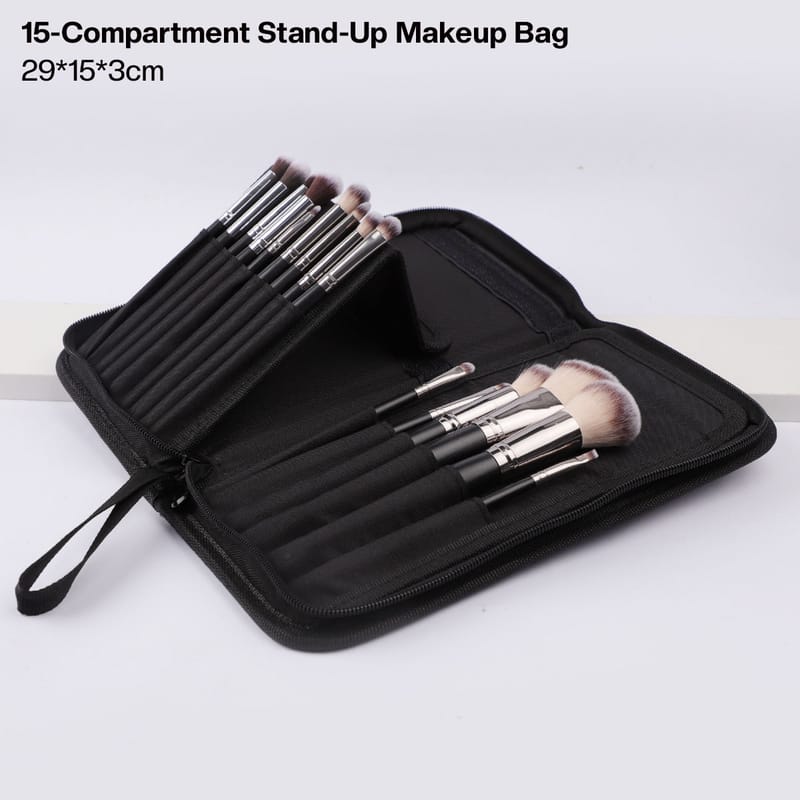 15-Compartment Stand-Up Makeup Bag