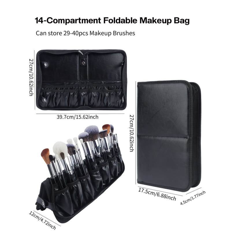 14-Compartment Foldable Makeup Bag