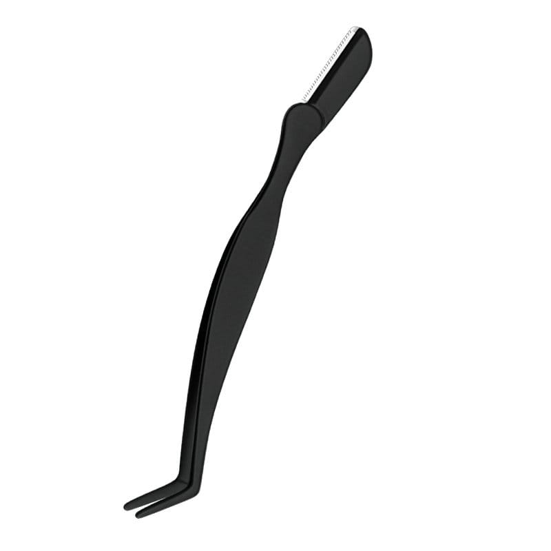 Eyebrow Razor Style - 7-Shaped Curved Tip Tweezers, Black