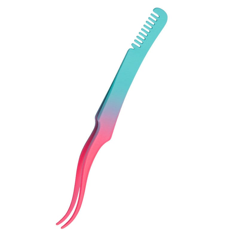 Comb Style - Curved Tip Tweezers, Dual-Color Rubber