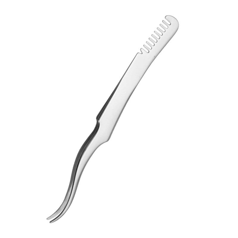 Comb Style - Curved Tip Tweezers, Silver