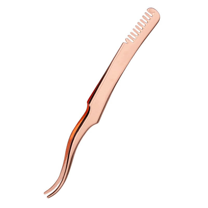 Comb Style - Curved Tip Tweezers, Rose Gold