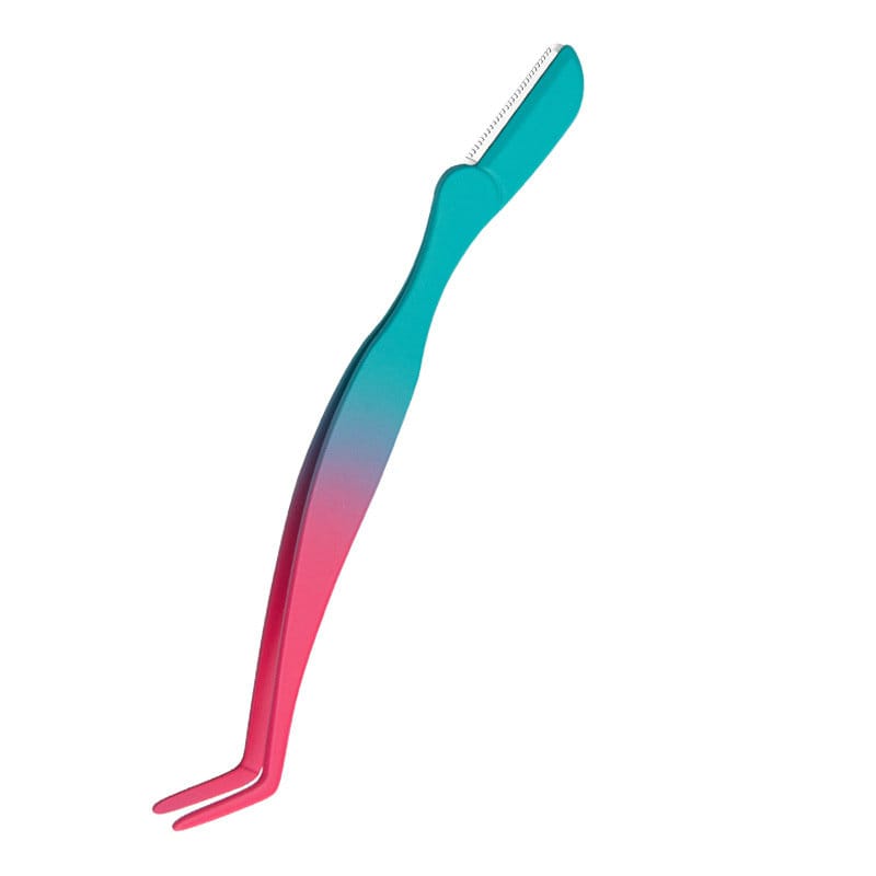 Eyebrow Razor Style - 7-Shaped Curved Tip Tweezers, Dual-Color Rubber