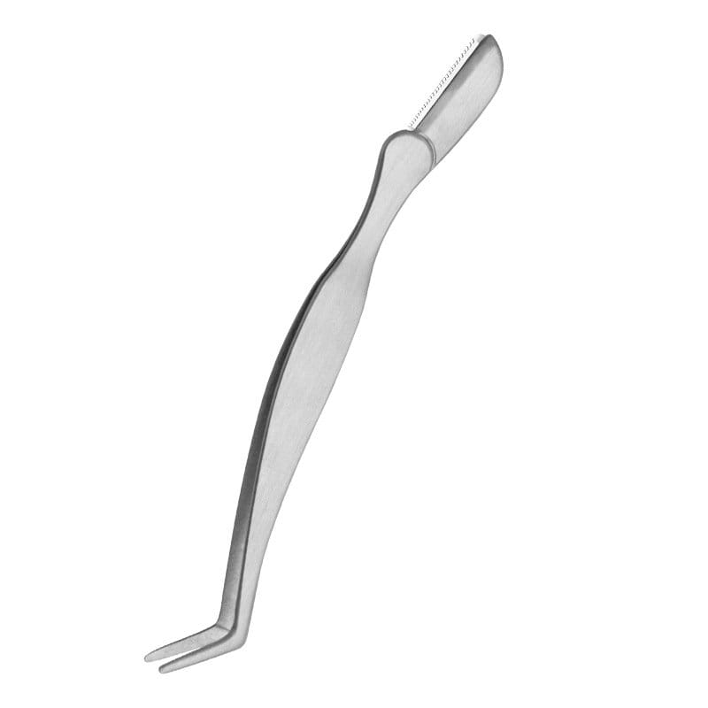 Eyebrow Razor Style - 7-Shaped Curved Tip Tweezers, Silver