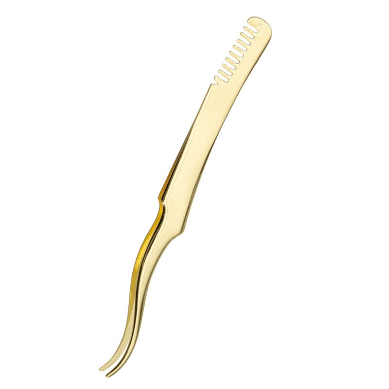 Comb Style - Curved Tip Tweezers, Gold