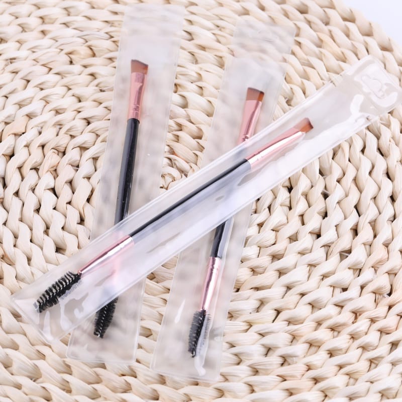 16.5cm Gold Tube Black Handle Double-Ended Spoolie & Angled Brush