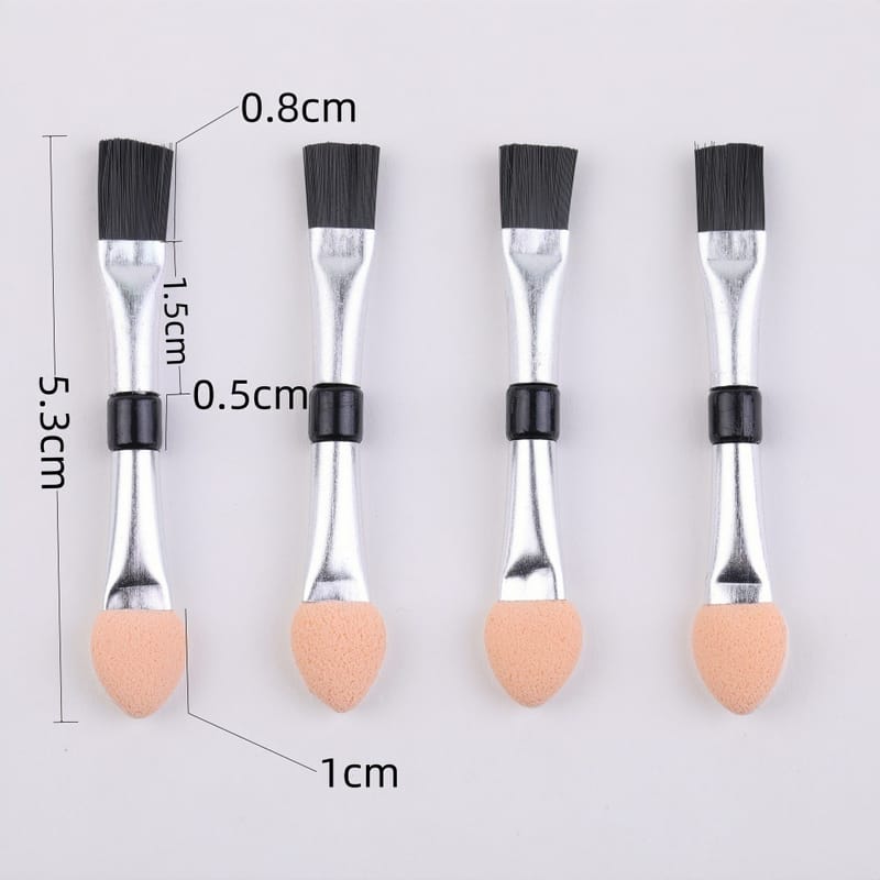 5cm Silver Tube Black Handle Double-Ended Sponge & Flat Brush