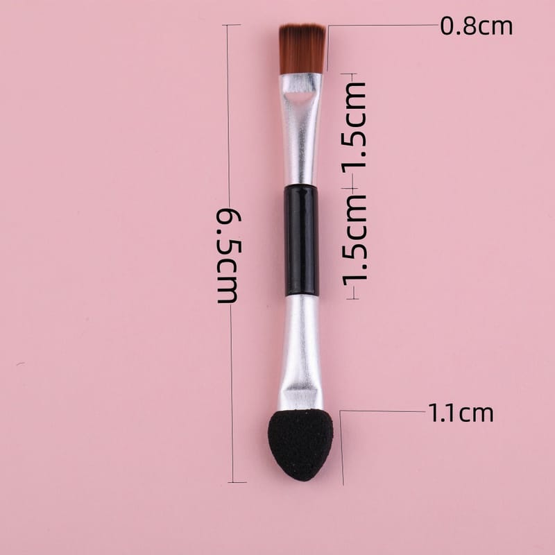 6.5cm Silver Tube Black Handle Double-Ended Sponge & Flat Brush