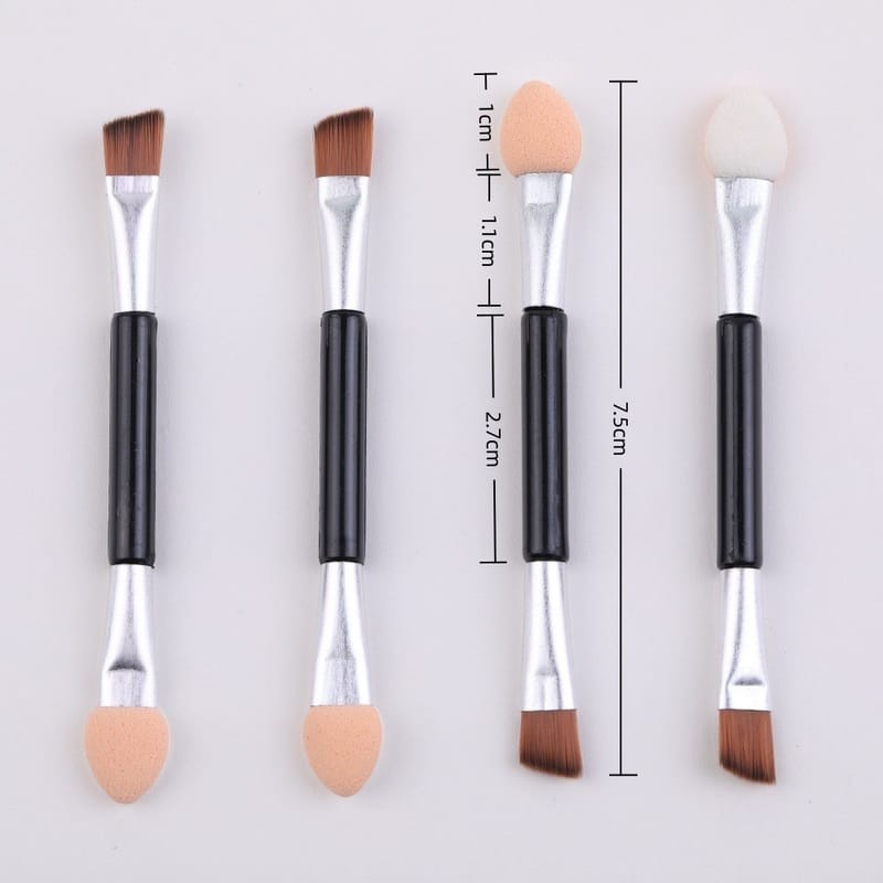 7.5cm Silver Tube Black Handle Double-Ended Sponge & Angled Brush