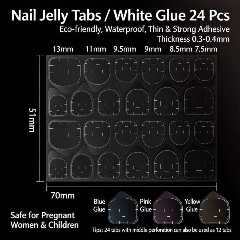 Regular White Adhesive Tabs &ndash; Size S (0.3mm Thin)