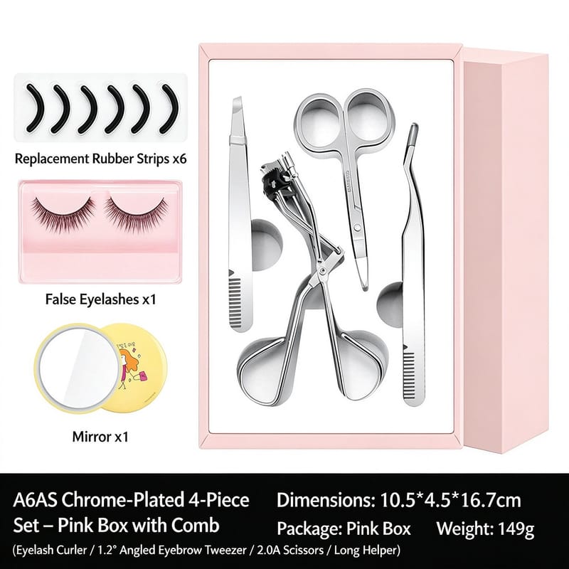 A6AS Chrome-Plated 4-Piece Set &ndash; Pink Box with Comb