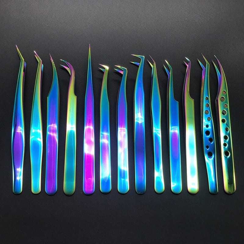 Mirror Finish Iridescent Precision Eyelash Extension Tweezers