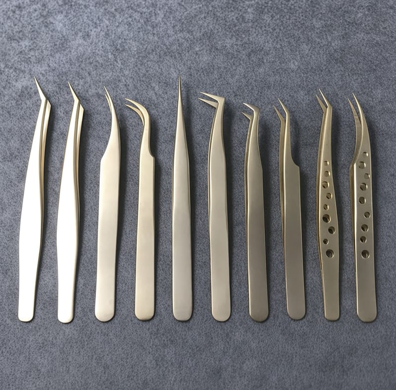 Pearl Gold Precision Eyelash Extension Tweezers